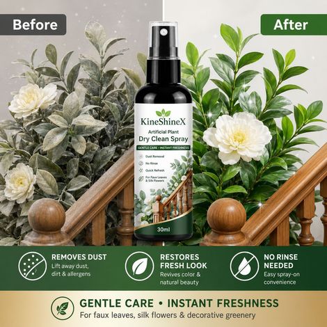 KineShineX Artificial Plant Dry Cleaning Spray: Waterless Dust Removal and Renewal for Artificial Green Plants and Silk Flowers (1/4)