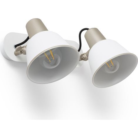 Lampe Murale Salle de Bain Métal 2 Spots Birzay Blanc (1/5)