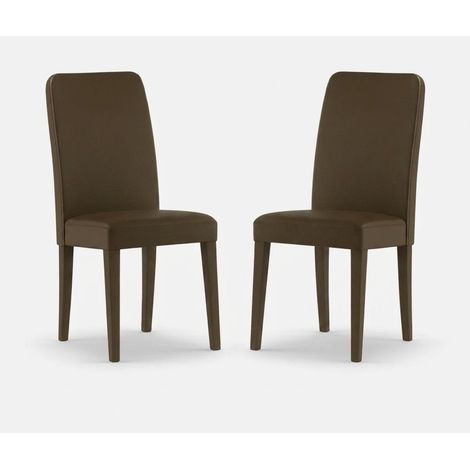 Lot de 2 chaises de salle à manger rembourrées en similicuir Alina - Gris tourterelle (1/5)