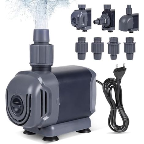 Pompe à eau submersible pour aquariums, 15 W, débit max. 1000 l/h, hauteur de refoulement max. 1,5 m, mini pompe submersible 3 en 1 pour aquarium, ultra silencieuse avec pompe en céramique (1/5)