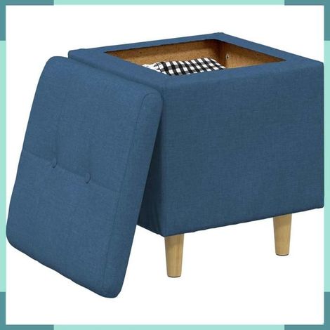 876808 Pouf de rangement avec coussin Bleu 40 x 40 x 45 cm tissu (1/5)
