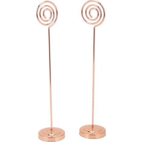 Lot de 2 Porte-Numéro de Table Rond 200mm Métal Stable Design Semi-circulaire Convexe Technologie Électrolytique Support Photo Or Rose (1/5)