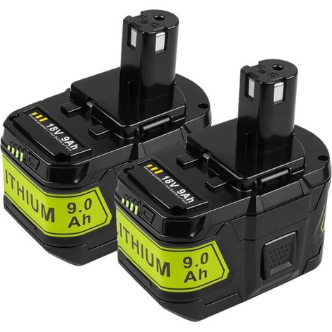 Pdstation – Batterie 2Pack Li-ion 9.0Ah 18V pour Ryobi – Compatible avec P104 P105 P102 P103 P107 P109 P122 – Indicateur de charge LED - RB18L50 (1/5)