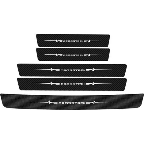 (5 pièces) Autocollants de protection de seuil de porte de voiture en fibre de carbone pour Subaru Crosstrek,logo,protection de pédale d'entrée de coffre (1/3)