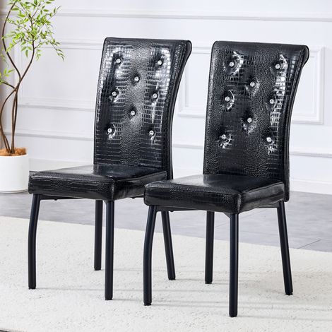 Chaises salle manger lot de 2 PVC noir métal OKMYHOME (1/5)