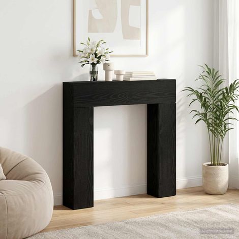 vidaXL Cornice per camino Rovere Nero 102 x 18 x 100,5 cm