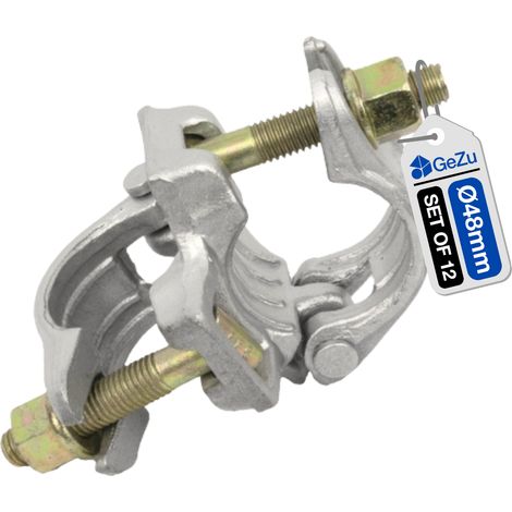 Lot de 12 Coupleur d’échafaudage galvanisé à chaud Ø48 x 48 mm – serre‑joint léger électrozingué pour tuyau acier construction – GeZu Impex