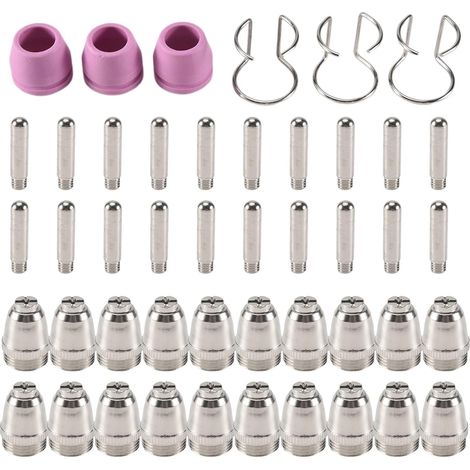 46 PièCes SéRies pour SG-55-60 WSD-60 de Consommables de Coupeur au Plasma Buses de Pointe de Torche de DéCoupe au Plasma éLectrodes Capuchon de Bouclier 1.0Mm (1/5)