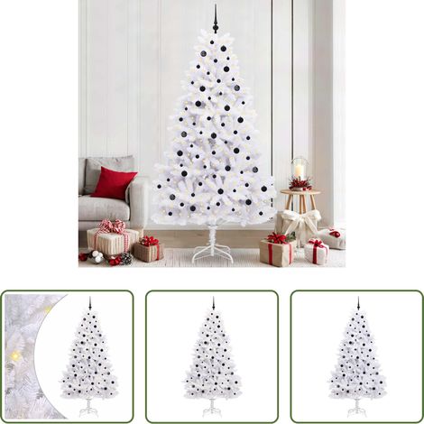 LED-Beleuchtung - Künstlicher klappbarer Weihnachtsbaum Weiß 240 cm PVC und Stahl (1/5)
