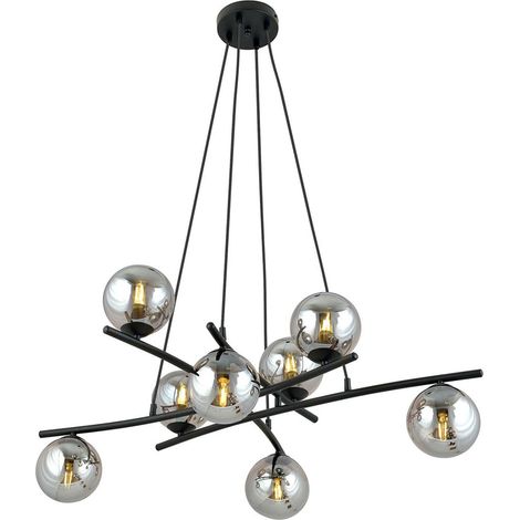 Lampadario Moderno Zarmon Acciaio Nero Grigio 8 Luci E14 (1/5)
