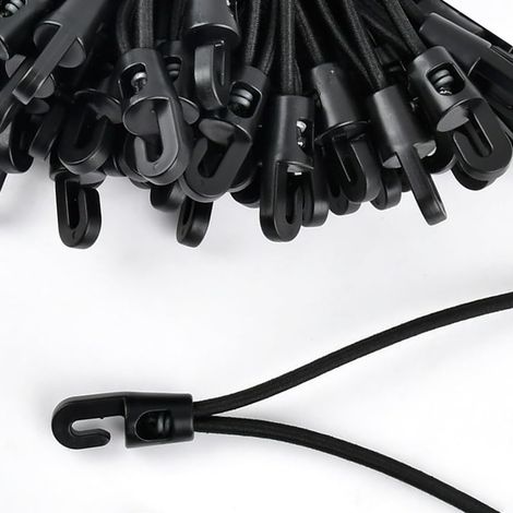 25 Pcs Tendeurs Elastique avec Crochets pour Fixation Bache et Tente Noir (1/5)