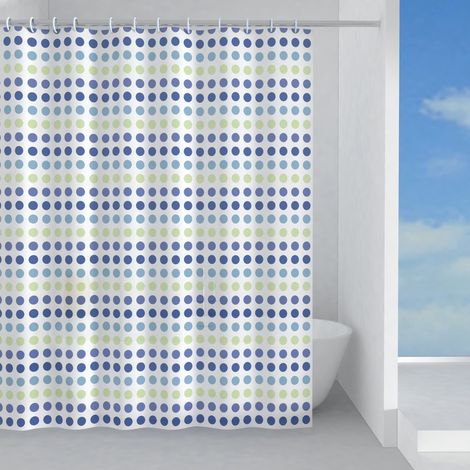 Gedy Tenda Doccia in Peva Biglie 180x200 cm Verde-Blu