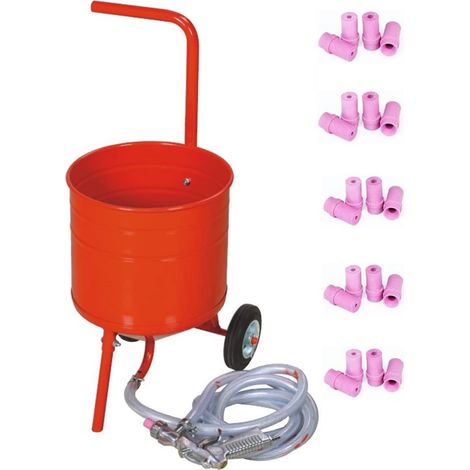 Sableuse Aérogommeuse mobile sur Roulettes 31,50L 50lb 23kg + 20 Buses