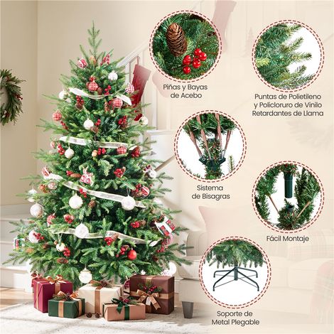 Homevive Árbol de Navidad Artificial con Piñas y Bayas,213cm,2656 Ramas (1/5)