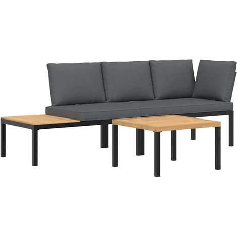 Maison Exclusive - Set Divani da Giardino 3 pz con Cuscini in Alluminio Nero