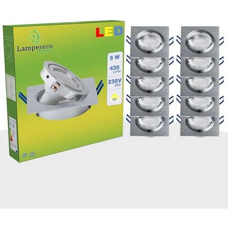 Lot de 10 Spot led encastrable orientable carré 5w eq. 50w, blanc chaud (1/5)