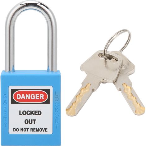 Cadenas de sécurité de 3,8 cm (1,5 po) avec cadenas isolé pour poutre en acier et 2 clés, bleu, pour l'industrie et la fabrication de machines. (1/5)