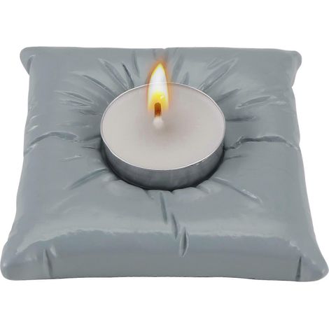 Porte-bougies en résine en forme de coussin, support pour bougies, plateau de rangement pour bijoux, gris (1/5)