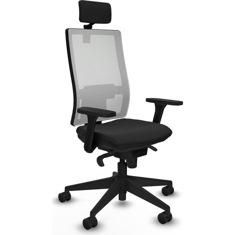 Horna sincro malla blanca similpiel negro brazos 3D base piramidal cabecero 2D ruedas 65mm nailon (1/5)