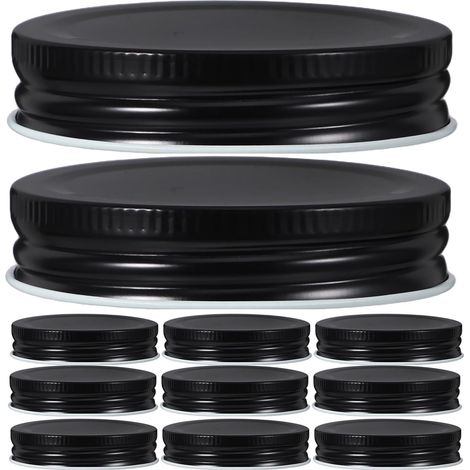 12 couvercles en fer-blanc noir de 70 mm pour bocaux Mason (conservation) (1/5)