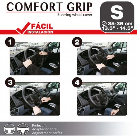 Couvre volant micro-perfore comfort grip S 35-36 cm - noir (1/4)