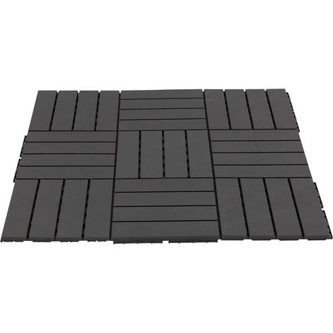 SET 9 MATTONELLE A INCASTRO PER TERRAZZO 30 X 30 X 2 CM NERO (1/5)