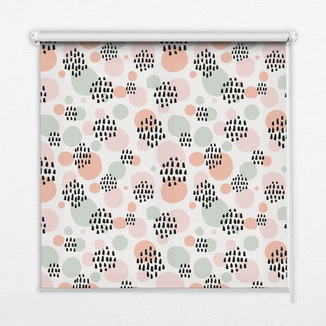 Tenda a Rullo Interna per Finestra - Tenda Filtrante Luce - Tenda Privacy - Tenda Decorativa Rettangolare - Rullo per Interni - (100 cm x 140 cm) - Toppe a pois neri