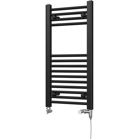 Zennor - Black Dual Fuel Towel Rail H800mm x W400mm Standard - Straight (1/3)