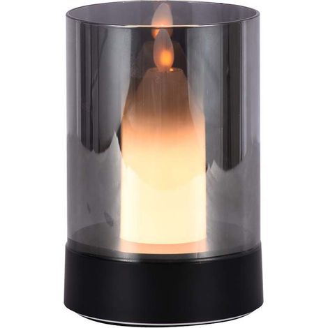 V-TAC 2W LED-Kerzen-Tischlampe, wiederaufladbar, warmweißes Rauchglas