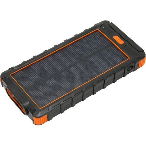 Chargeur solaire portable pour téléphone 20 000 mAh avec boussole et lampe torche LED pour l'extérieur (noir et orange) (1/5)