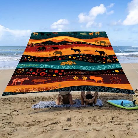 Voile d'ombrage imperméable style Mandala – Toile solaire rectangulaire/carrée avec 4 cordes, protection UV 95%, auvent décoratif pour jardin terrasse Voile d'Ombrage(Style1-240cmx185cm) (1/5)