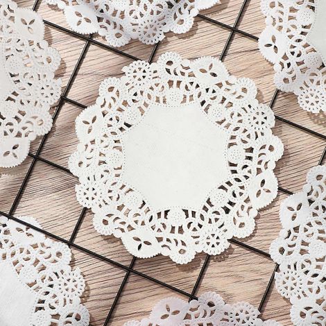 Napperons jetables en papier dentelle blanc absorbant l'huile, 100 pièces (1/4)