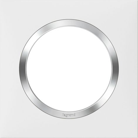 LEGRAND - Plaque carrée dooxie 1 poste finition blanc mat avec bague effet chrome