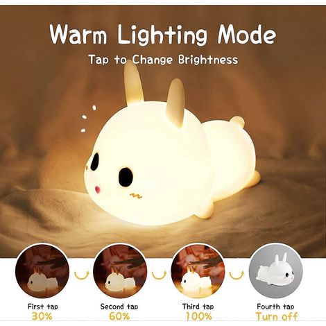 Veilleuse pour enfants, lampe de chevet rechargeable à intensité variable avec contrôle par robinet, veilleuse LED portable en silicone, cadeau idéal pour la chambre de bébé ou de fille (1/5)