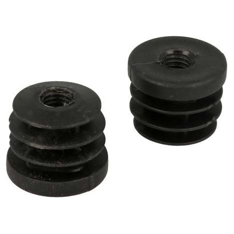 Puntali interni alettati tondi neri Ø 30 mm. con foro filettato 4 pz.