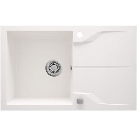Lavello cucina in granito con 1 vasca e gocciolatoio 78x49 cm alabastro - Nexyo