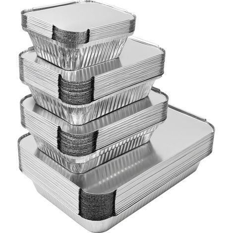 40 Pièces Barquette aluminium avec couvercle,2200ml/1000ml/800ml,410ml,Barquette Aluminium Barbecue,congelation pour Griller,Cuire.Barquette Alimentaire (1/4)