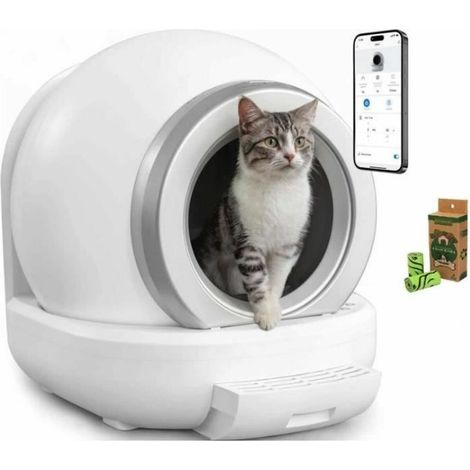 KITTY - Lettiera autopulente per gatti 65 L smontabile e lavabile - Connettività APP - 57 x 50 x 53 cm (1/5)