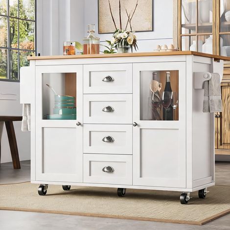 Îlot de cuisine escamotable avec rangements et table rabattable (1/5)