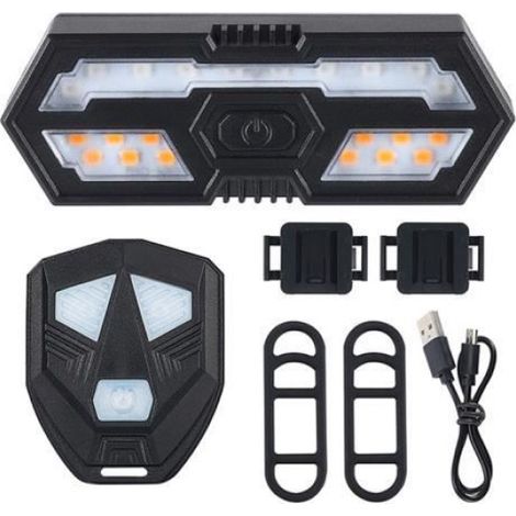 Clignotant Velo - Telecommande Sans Fil - 120 Db - Feu Arriere Rechargeable USB - 6 Modes Eclairage - Etanche - 700 Mah - 80 Lm - Noir (1/4)