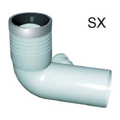 CURVA WC PROLUNGATA 1 ATTACCO CON GUARNIZIONE E TAPPO Misura: D. 90-116-50 SX