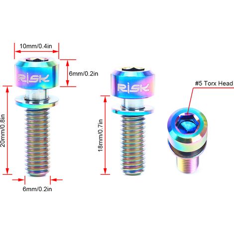 RISK – boulons en titane Ti M6 × 18/20mm, vis pour étrier de frein à disque de vtt avec entretoise d'adaptateur, 4 pièces (1/5)
