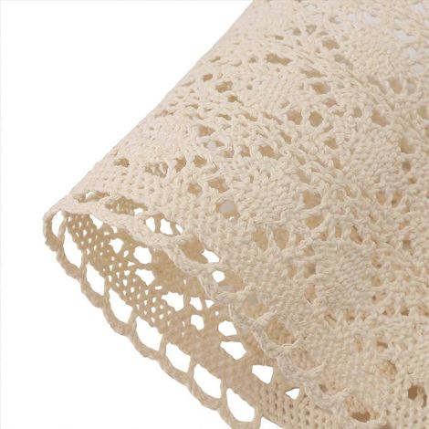 Chemin de table en macramé pour mariage, style bohème, beige crème (1/5)