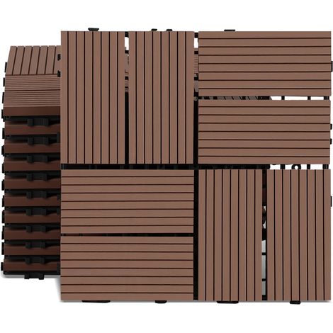 Randaco WPC Terrassenfliesen 30x30 cm Rotbraun 33 Stück 3 m² Klickfliesen Garten Balkon (1/5)