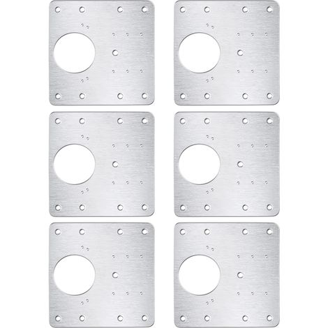 Plaque de réparation de charnière en acier inoxydable, lot de 6 plaques de réparation de charnière de cuisine, kit de réparation de charnière de cuisine 9 x 9 cm