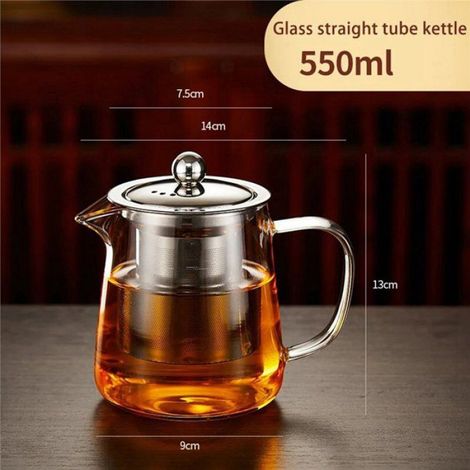 Théière - Verre Transparent - Filtre Acier Inoxydable - Résistant Chaleur - 450 ml - Lot De 3 (1/5)