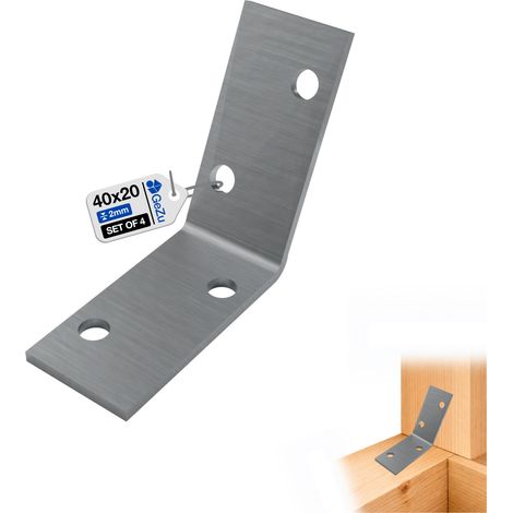 Lot de 4 Équerre d’assemblage galvanisée – 40 x 40 x 20 – Renforcée pour fixation robuste – Connecteur métallique fiable pour charpente en bois – GeZu Impex