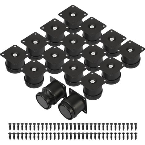 Set mit 16 verstellbaren Möbelfüßen (5 bis 6,5 cm), aus schwarzem Metall, inklusive 64 Schrauben 50 mm hohe Möbelfüße für Bett, TV-Schrank, Sofa, Bücherregal, Couchtisch und Schreibtisch.