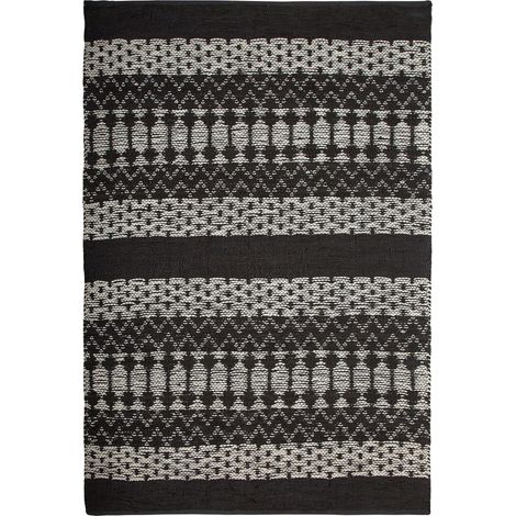 Tappeto in pelle nero/beige 140 x 200 cm Sokun
