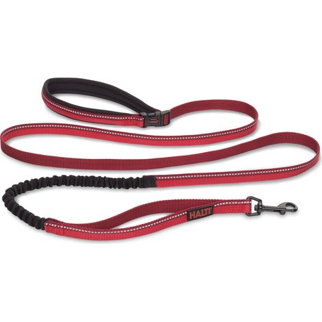 Guinzaglio Active HALTI - Impugnatura imbottita in neoprene, tessuto ammortizzante 3M catarifrangente. Guinzaglio utilizzabile senza mani, ideale per cani medi e grandi (Taglia L, Rosso) (1/5)